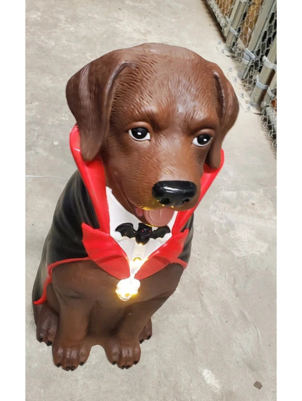 Home Accents Holiday 2.5ft Chocolate Lab Vampire Dog Blow Mold LED Greeter
